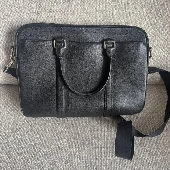 Coach Pebble Leather Briefcase Black - Picture 3 of 5